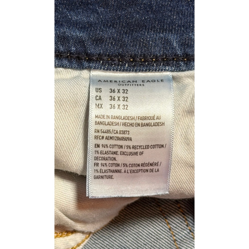 American Eagle Airflex+ Slim Straight Dark Wash Jeans Mens 36x32 Indigo 6249 - Picture 6 of 8